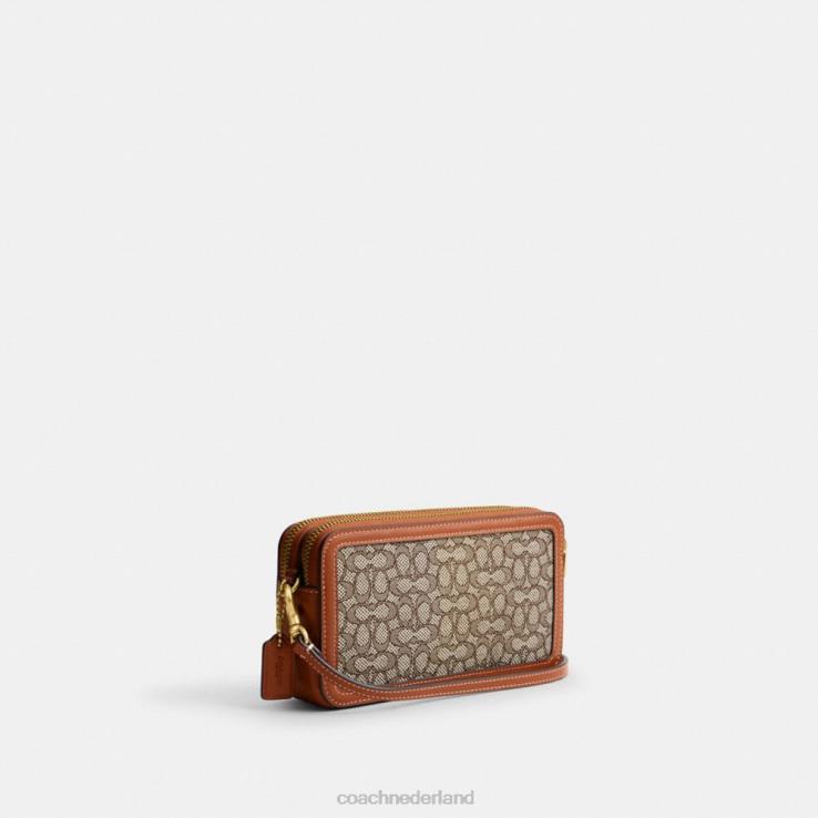 Coach vrouwen kira crossbodytas van micro-signatuurjacquard b4/cacao gepolijst amb 02264306