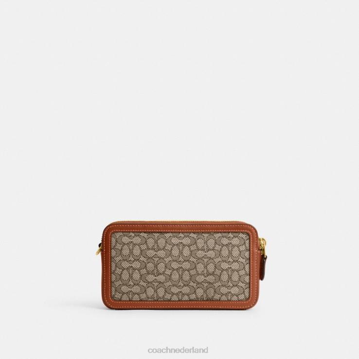 Coach vrouwen kira crossbodytas van micro-signatuurjacquard b4/cacao gepolijst amb 02264306