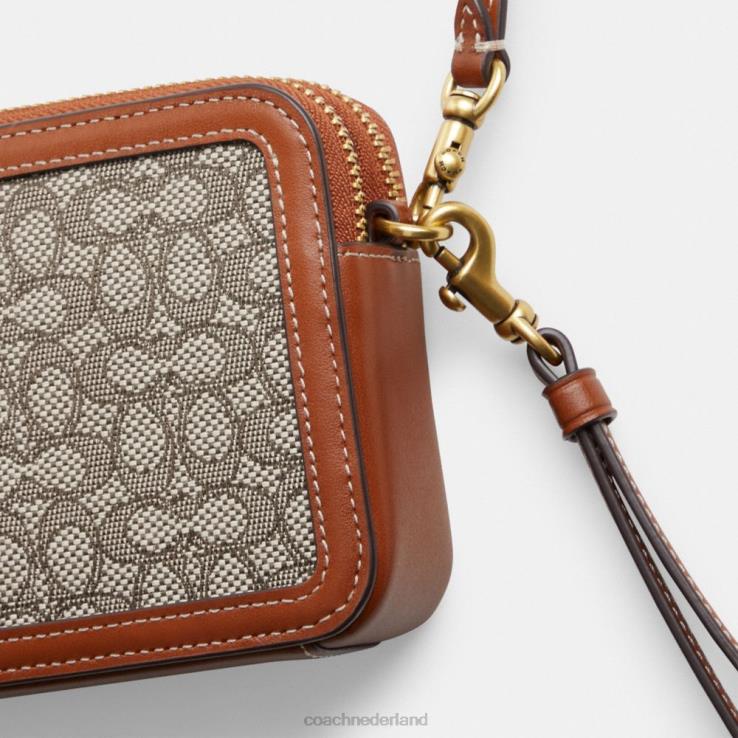 Coach vrouwen kira crossbodytas van micro-signatuurjacquard b4/cacao gepolijst amb 02264306