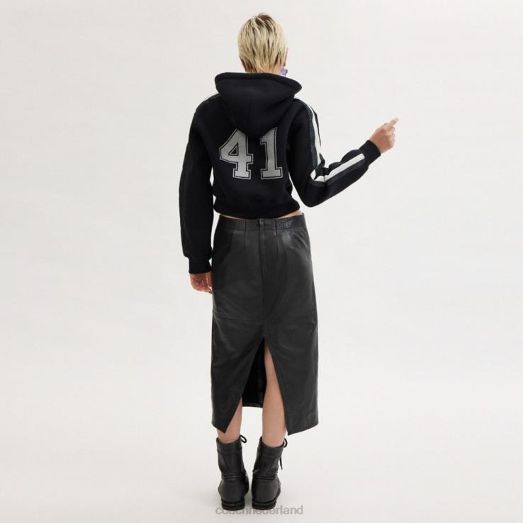 Coach vrouwen lange leren rok zwart 02264509