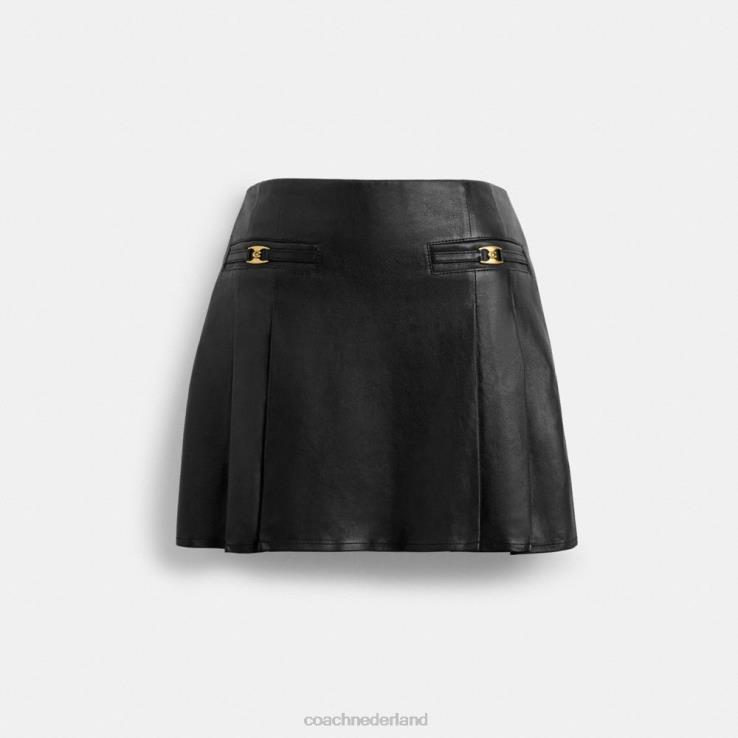 Coach vrouwen leren minirok zwart 02264502