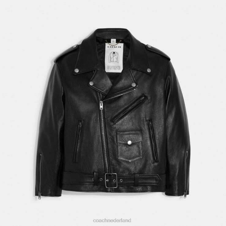 Coach vrouwen Oversized leren bikerjack zwart 02264465