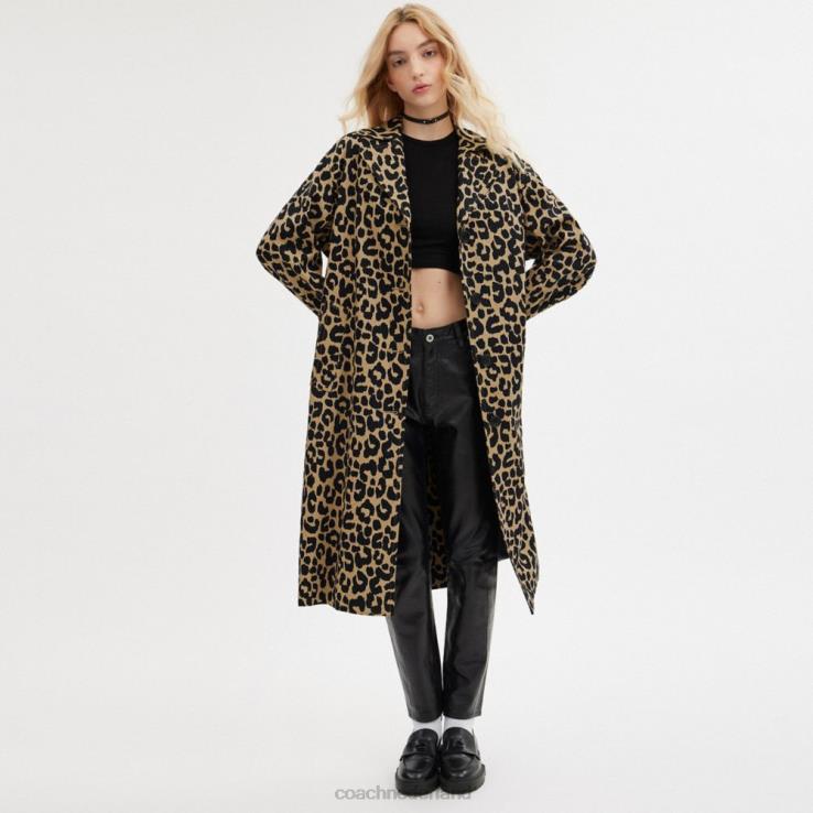 Coach vrouwen Oversized trenchcoat met luipaardprint luipaard 02264437