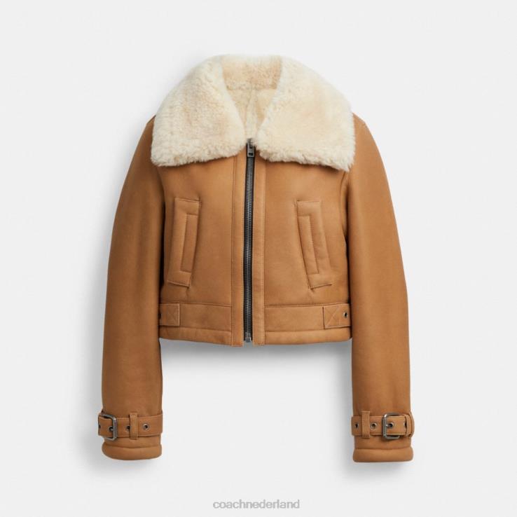 Coach vrouwen bijgesneden shearling vlieger bruin multi 02264456