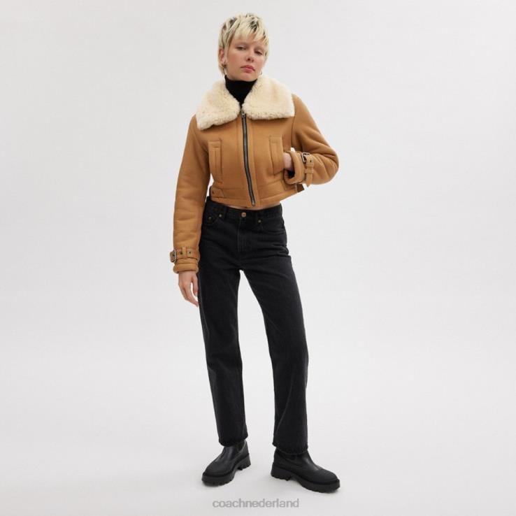 Coach vrouwen bijgesneden shearling vlieger bruin multi 02264456