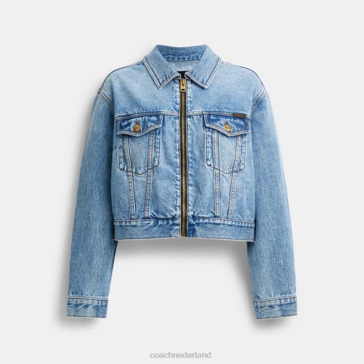 Coach vrouwen denim cropped jasje lichtblauw 02264445