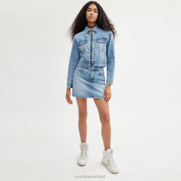 Coach vrouwen denim cropped jasje lichtblauw 02264445