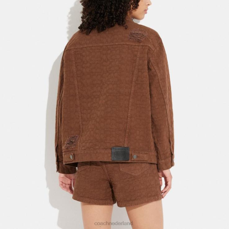 Coach vrouwen kenmerkend jacquard-denimjack bruine handtekening 02264464