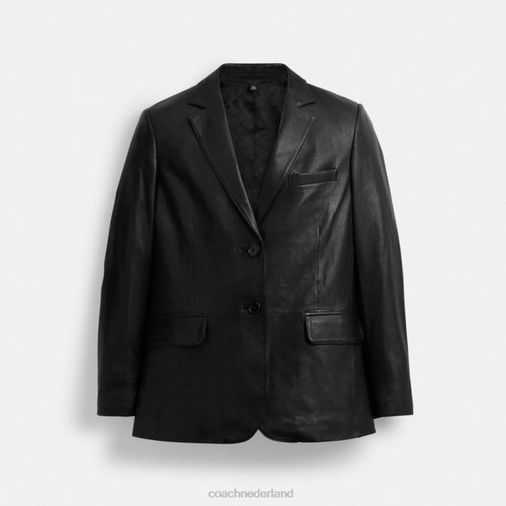 Coach vrouwen leren blazer zwart 02264432