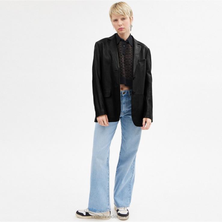 Coach vrouwen leren blazer zwart 02264432