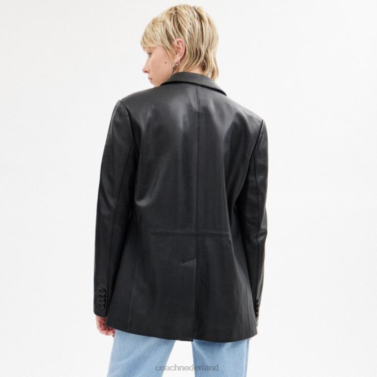 Coach vrouwen leren blazer zwart 02264432