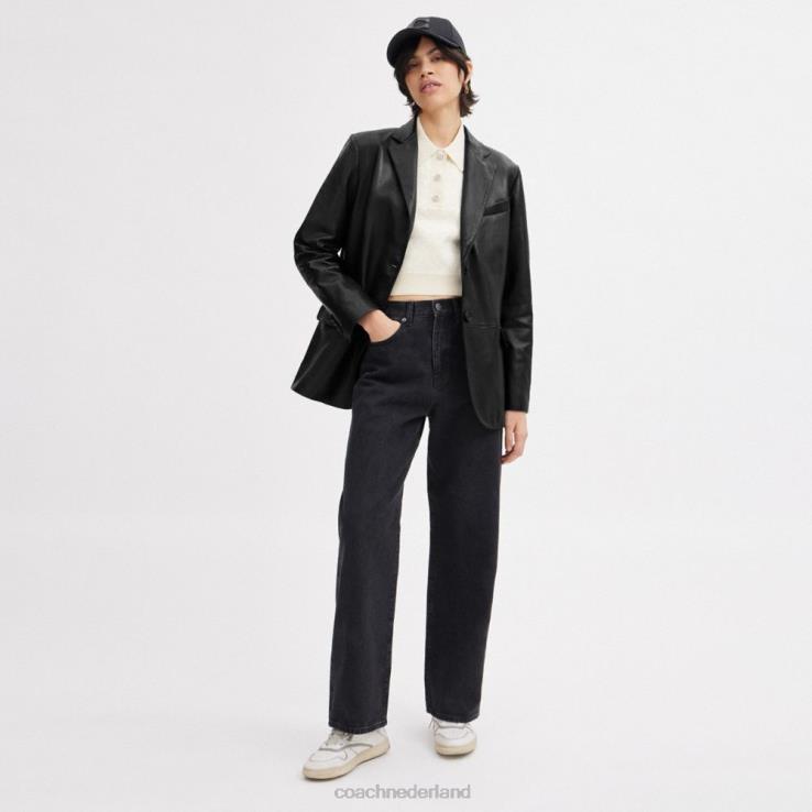 Coach vrouwen leren blazer zwart 02264460