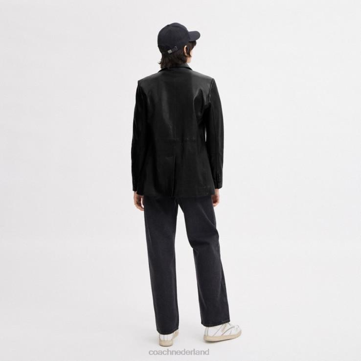 Coach vrouwen leren blazer zwart 02264460