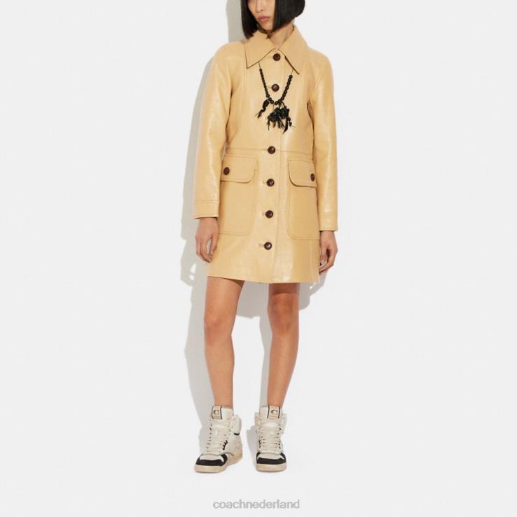 Coach vrouwen leren trenchcoat bruinen 02264466
