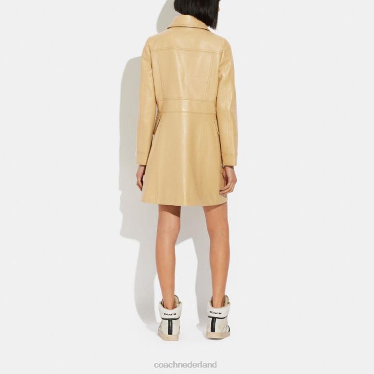 Coach vrouwen leren trenchcoat bruinen 02264466