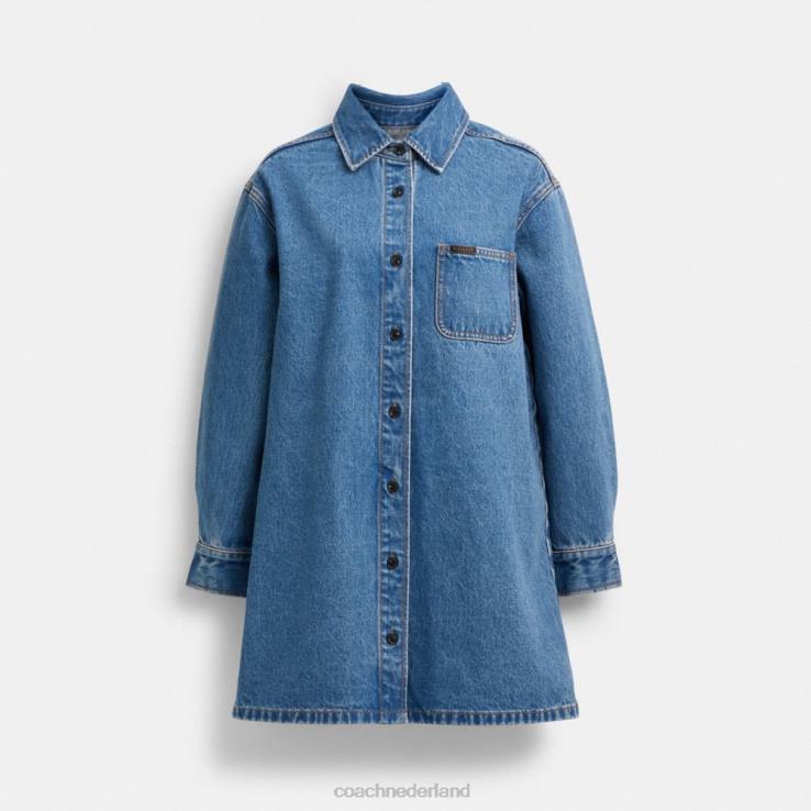 Coach vrouwen denim overhemdjurk Indigo blauw 02264521