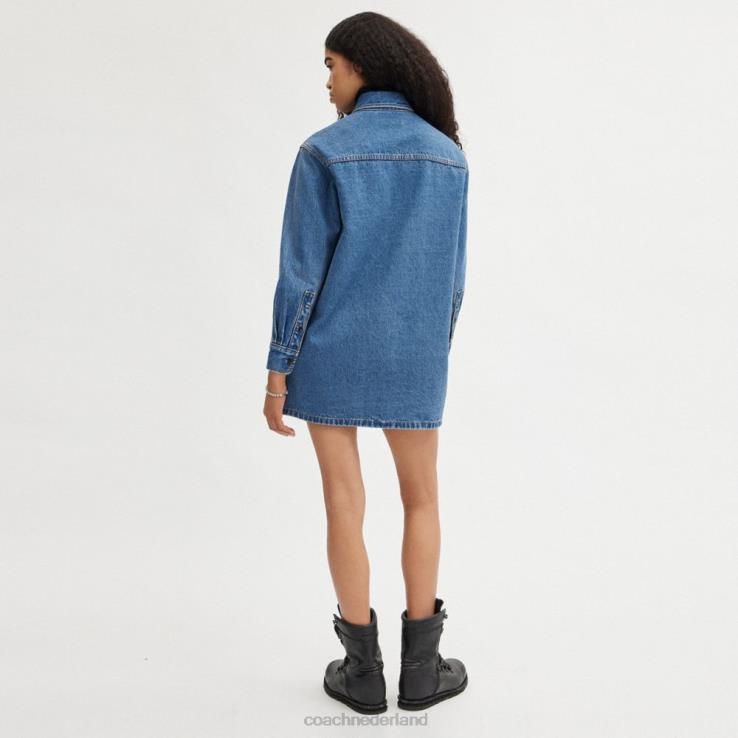 Coach vrouwen denim overhemdjurk Indigo blauw 02264521