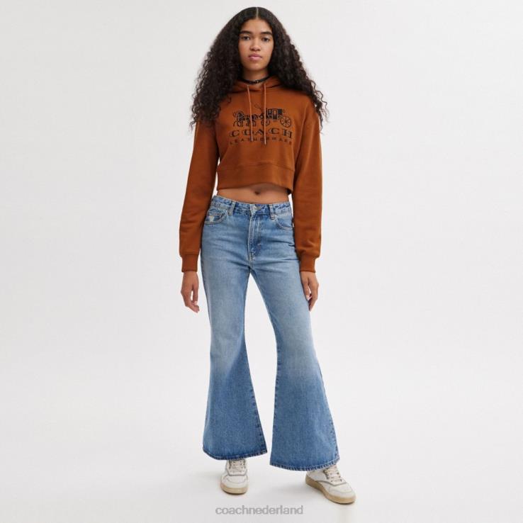 Coach vrouwen Cropped hoodie met paard en wagen van biologisch katoen bruin 02264480