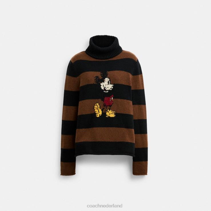 Coach vrouwen Disney x coach mickey mouse gestreepte coltrui zwart multi. 02264490