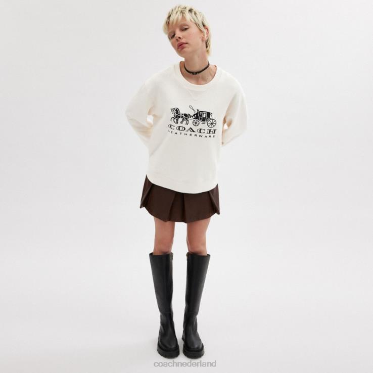 Coach vrouwen Sweatshirt met ronde hals en paard en wagen krijt 02264495