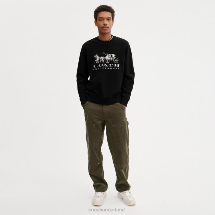 Coach vrouwen Sweatshirt met ronde hals en paard en wagen zwart 02264494