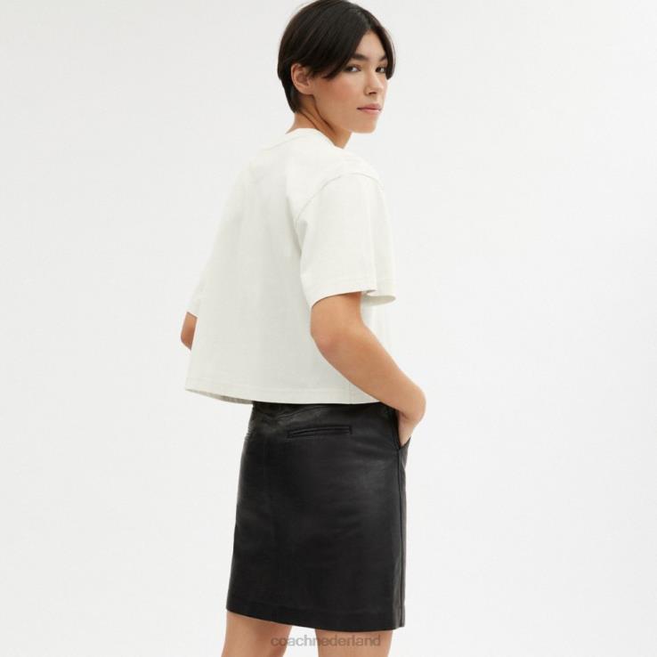 Coach vrouwen cursief kenmerkend bijgesneden T-shirt room. 02264473