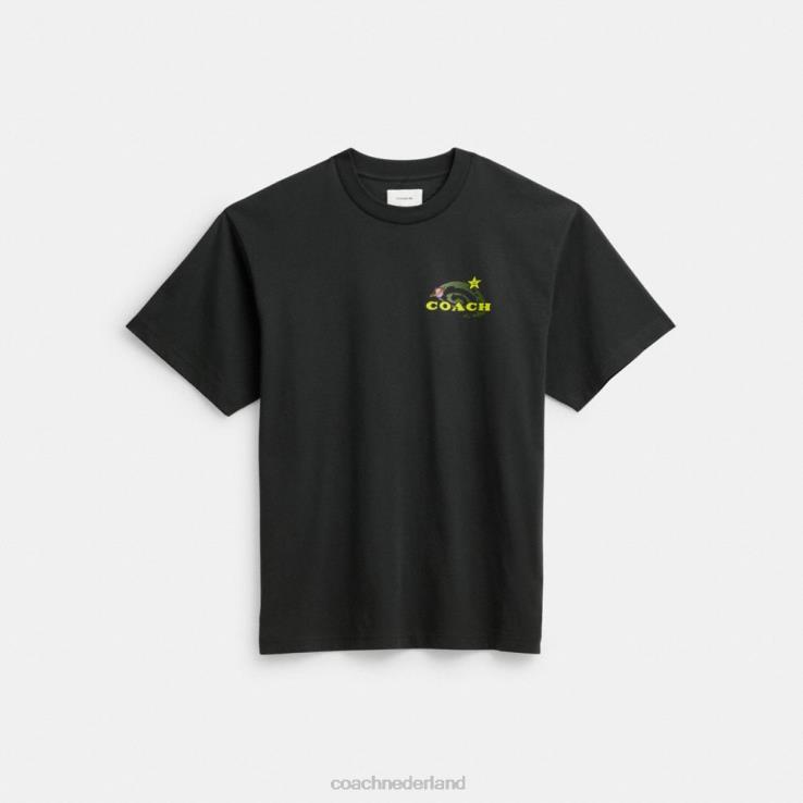 Coach vrouwen kosmische coach t-shirt zwart multi. 02264475