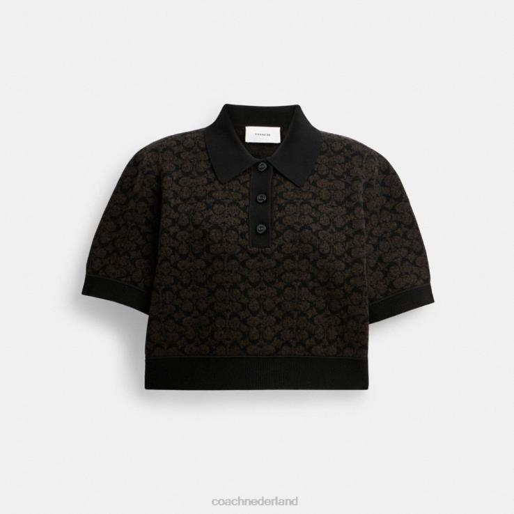Coach vrouwen sportieve cropped polo bruin 02264498