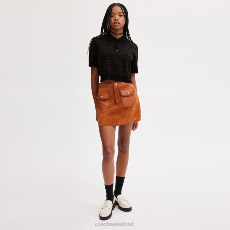 Coach vrouwen sportieve cropped polo bruin 02264498