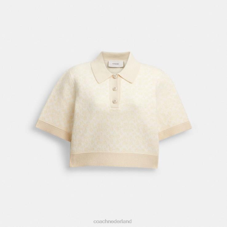 Coach vrouwen sportieve cropped polo crème multi 02264497