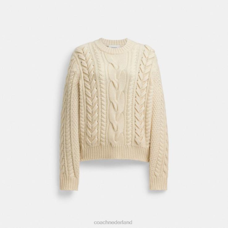 Coach vrouwen trui met gevlochten detail ivoor 02264496