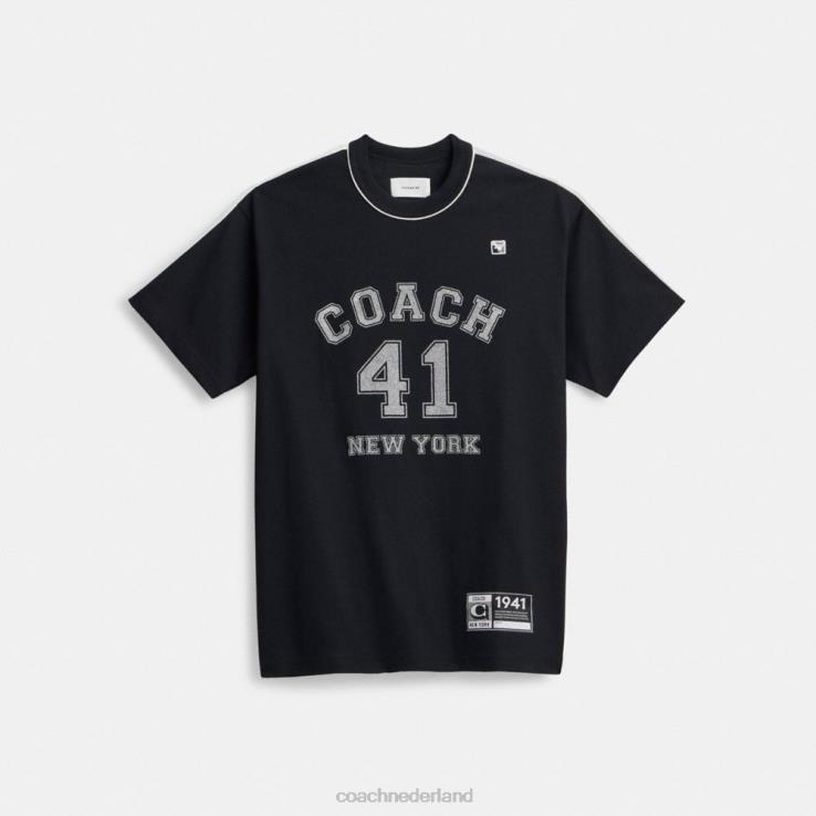 Coach vrouwen verfraaid varsity-T-shirt zwart 02264485