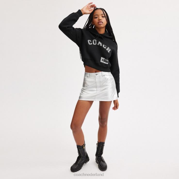 Coach vrouwen verfraaide varsity cropped hoodie zwart 02264484