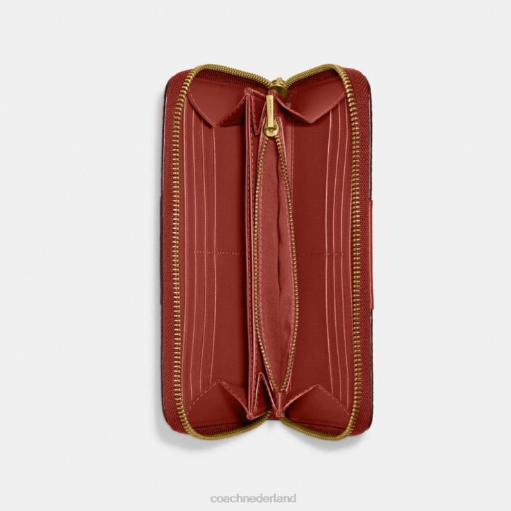 Coach vrouwen Accordeon portemonnee met ritssluiting van canvas met kleurblokken b4/bruin roest 02264329