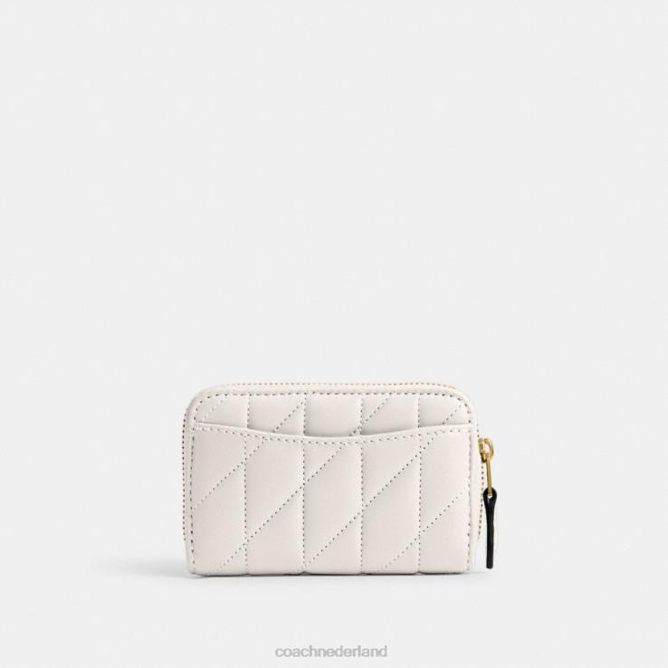 Coach vrouwen klein kaartetui met rits rond en kussenquilt b4/krijt 02264376