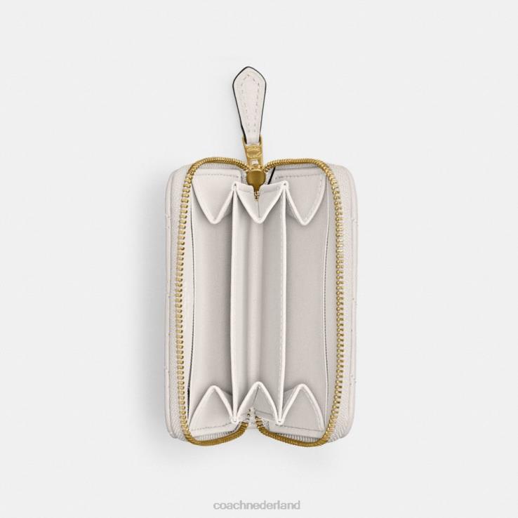 Coach vrouwen klein kaartetui met rits rond en kussenquilt b4/krijt 02264376