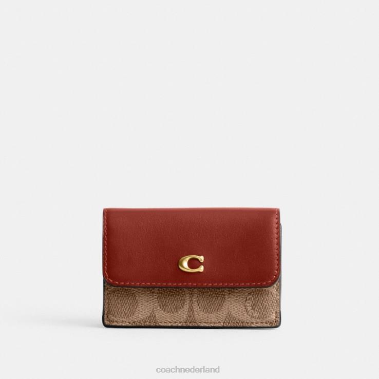 Coach vrouwen Mini driebladige portemonnee van kenmerkend canvas b4/bruin roest 02264348