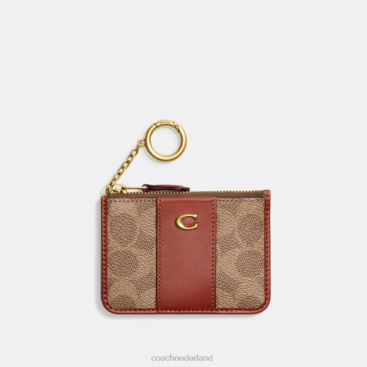 Coach vrouwen Mini skinny identiteitskaarthouder van kenmerkend canvas b4/bruin roest 02264337