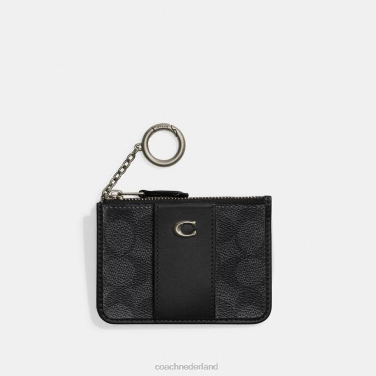 Coach vrouwen Mini skinny identiteitskaarthouder van kenmerkend canvas mw/houtskool/zwart 02264330