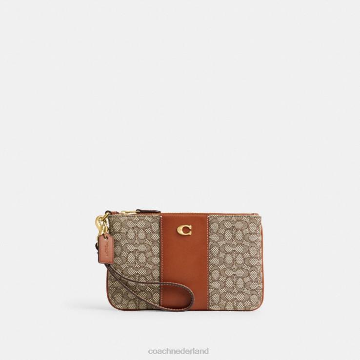 Coach vrouwen klein schoudertasje van jacquard met microsignatuur b4/cacao gepolijst amb 02264362