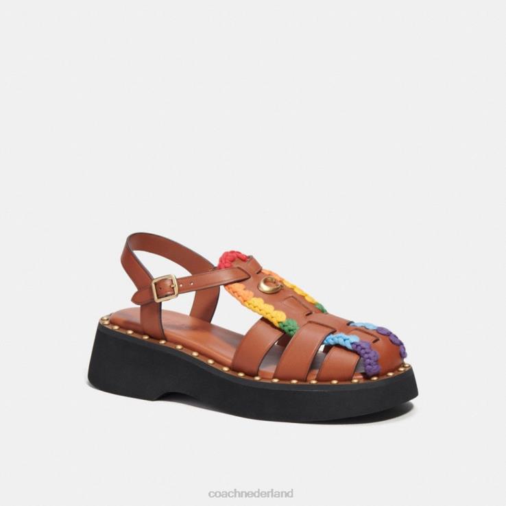Coach vrouwen Vivienne sandaal met regenbooghaak gepolijst amber/regenboog 02264420