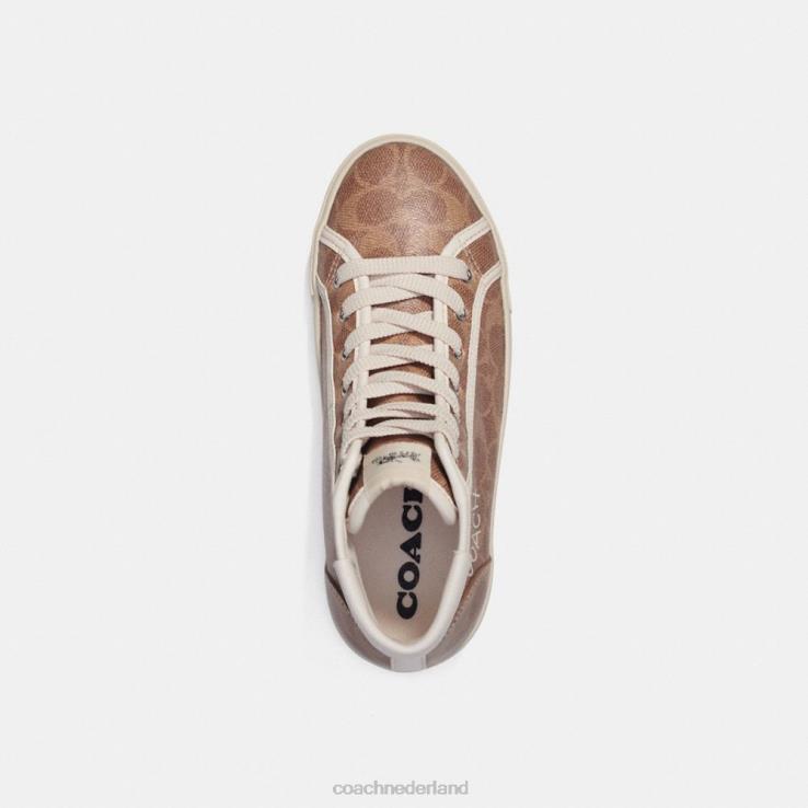 Coach vrouwen maannieuwjaar citysole hoge platformsneaker van kenmerkend canvas met konijn bruinen 02264427